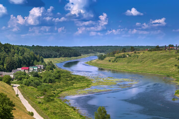Fototapeta na wymiar Landscape with Volga river, Russia