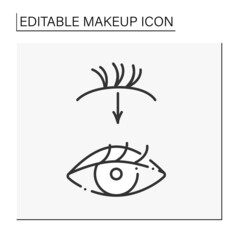 Eyelash extension line icon. Applying individual synthetic lashes onto natural eyelash.Adding extra length and volume. Makeup concept. Isolated vector illustration. Editable stroke