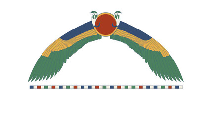 Egypt sun disk with wings. Egypt ornamental wings and snake composition, ornamental element of Ancient Egypt.
