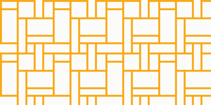 1960s Mod Wallpaper in Bright Yellow | Repeating De Stijl Pattern | Mid-Century Geometric Line Graphic | Seamless Googie Wall Art | Stylish Retro Tiles