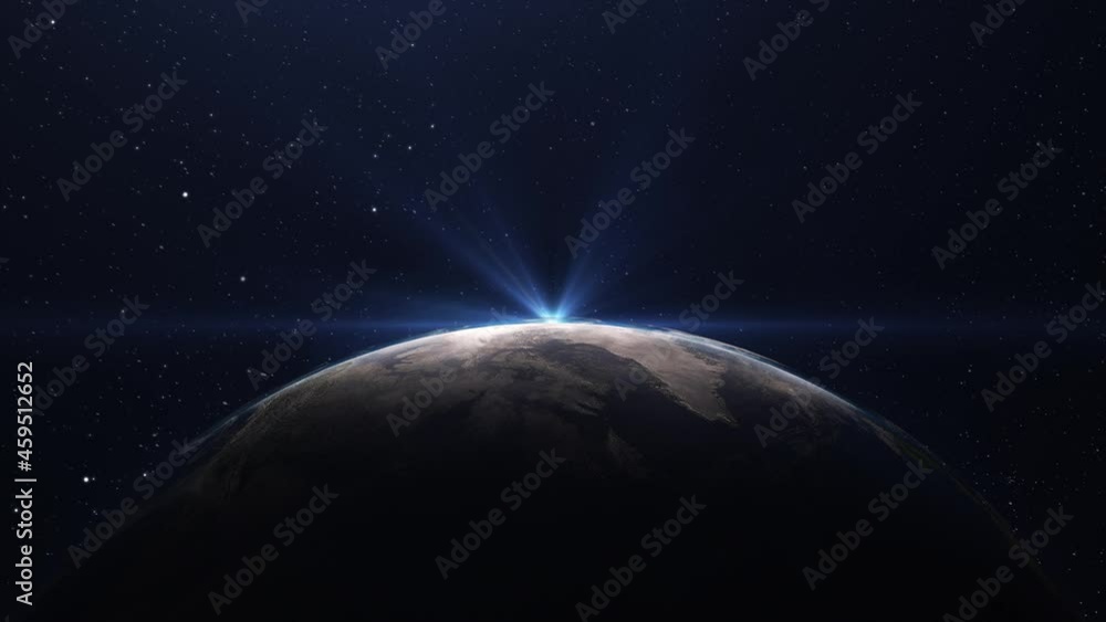 Canvas Prints sunrise over the planet earth on the background of the starry night sky. macro top view from space. 
