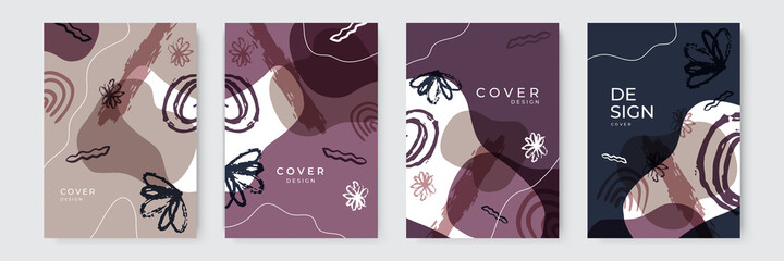 Vector set of abstract creative backgrounds in minimal trendy style with copy space for text - design templates for social media stories and cover design