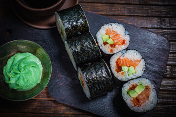 Sushi- delicious asian. Fastfood- restaurant concept