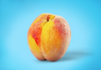 Fresh ripe pear fruit on a blue background as a female body shape.