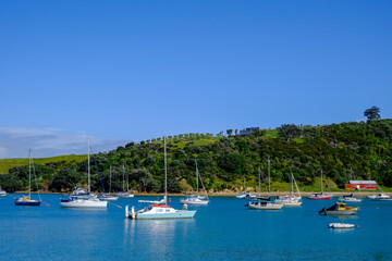 Fototapeta na wymiar Boats in Picton Bay in New Zealand