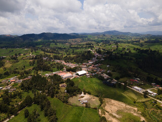 Fototapeta na wymiar Santa Rosa de Osos in Antioquia Colombia, aerial view of the Antioquia municipality