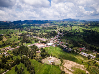 Naklejka premium Santa Rosa de Osos in Antioquia Colombia, aerial view of the Antioquia municipality