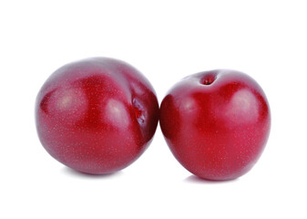 Red cherry plum isolated on white background
