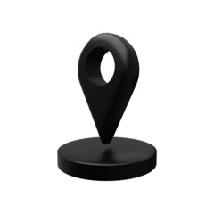 Black location 3D illustration. 3D location sign icon black color on white background