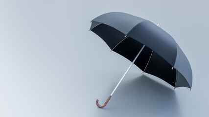 Umbrella 3D illustration, Black and white umbrella, 3D illustration,