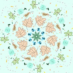 seamless floral pattern, autumn illustration leaves 