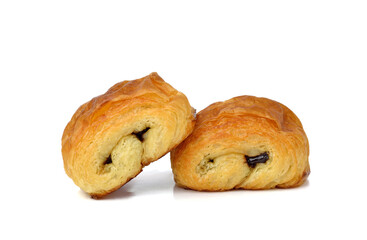 Chocolate croissant isolated on white background