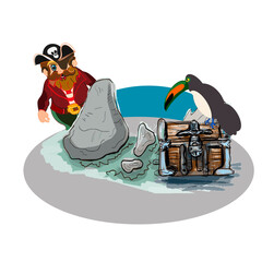 Cartoon pirate set,Island with treasury and characters, prints or stickers