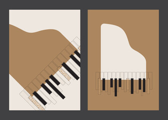 Grand piano poster. Luxury music template with abstract music instrument. A4, A3 paper format. Vector illustration, EPS 10 - 459517433