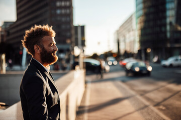 Male professional on footpath during summer
