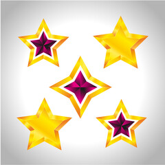 Shiny Gold Star. Christmas Illustration for design on white background