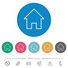 Home outline flat round icons