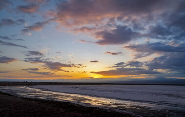 Fototapeta na wymiar Tebinquinche Lagoon Sunset