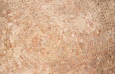 Old brickwork in a circle at the dome of the building.