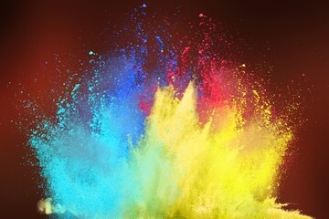 Colored powder on black background. Abstract background.