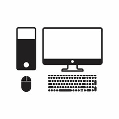 computer desktop full set icon monitor keyboard mouse cpu icon