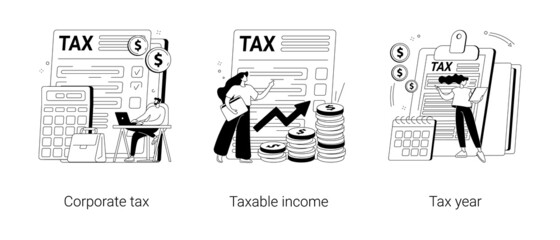 Tax preparation abstract concept vector illustrations.