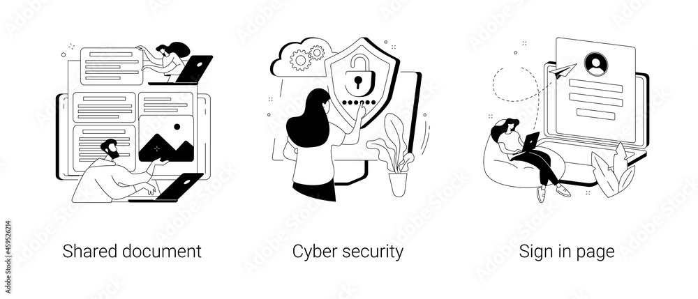 Poster cloud service access abstract concept vector illustrations.