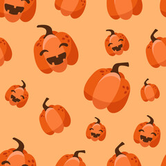 Seamless pattern for Halloween holiday. Halloween seamless pattern for poster, card, banner or background for Halloween Party.  Pumpkin pattern.  Seasonal background. Cute vector illustration. 