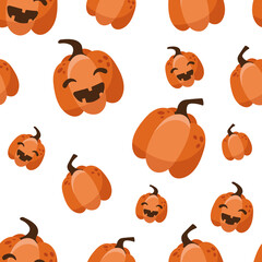 Seamless pattern for Halloween holiday. Halloween seamless pattern for poster, card, banner or background for Halloween Party.  Pumpkin pattern.  Seasonal background. Cute vector illustration. 