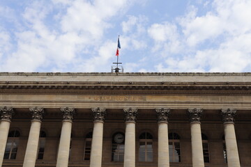 Le palais Brongniart, anciennement palais de la bourse, et bourse de Paris, vue de l'extérieur, ville de Paris, île de France, France