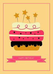 Great Happy Birthday Card. Vector typography illustration 