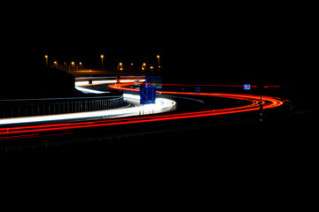 lights of cars with night. long exposure