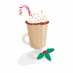 Hot chocolate with whipped cream. Christmas drink