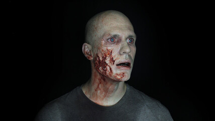 male zombie with face trauma #3