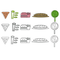 a set of icons with food
3 styles