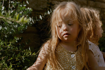 Portrait of little girl with Down Syndrome