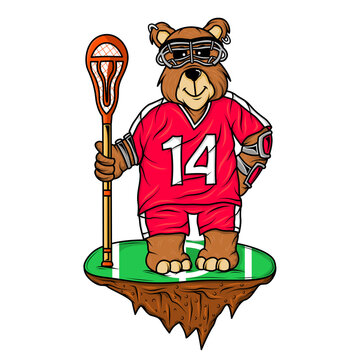 bear lacrosse player design illustration
