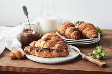 Croissants with chocolate cream.