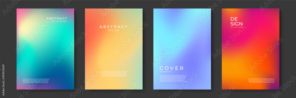 Poster Blurred backgrounds set with modern abstract blurred color gradient patterns. Templates collection for brochures, posters, banners, flyers and cards. Vector illustration.