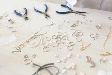 Jewelry making tools and accessories. Hobby, craft and handmade.