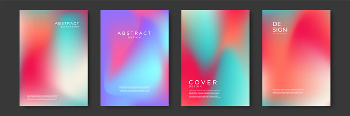 Blurred backgrounds set with modern abstract blurred color gradient patterns. Templates collection for brochures, posters, banners, flyers and cards. Vector illustration.