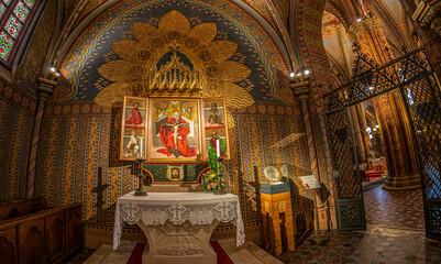 Fototapeta na wymiar Interior of Matthias Church, Budapest, Hungary, Europe