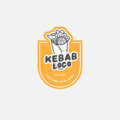 Kebab and shawarma logo design vector template. Vector label Turkish and Arabian fast food.