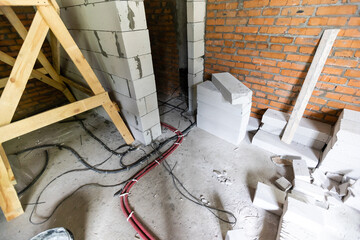 interior construction building site and electrical installation