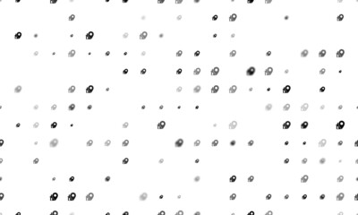 Seamless background pattern of evenly spaced black real estate location symbols of different sizes and opacity. Vector illustration on white background