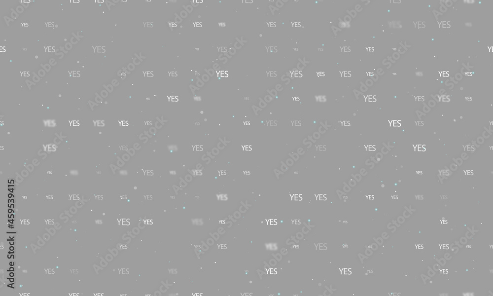 Poster seamless background pattern of evenly spaced white yes symbols of different sizes and opacity. vecto