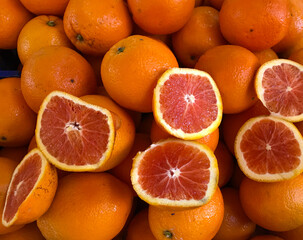 Blood oranges at market in Sicily, Italy

