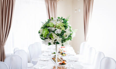 wedding table decorated with flowers