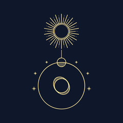 Abstract constellation, line art vector illustration