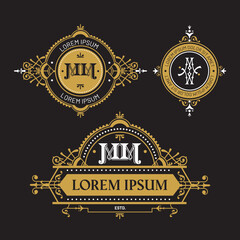 Victorian style emblem logo, vector illustration